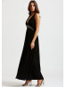 Black Chiffon Beads V Neckline Long Prom Dress